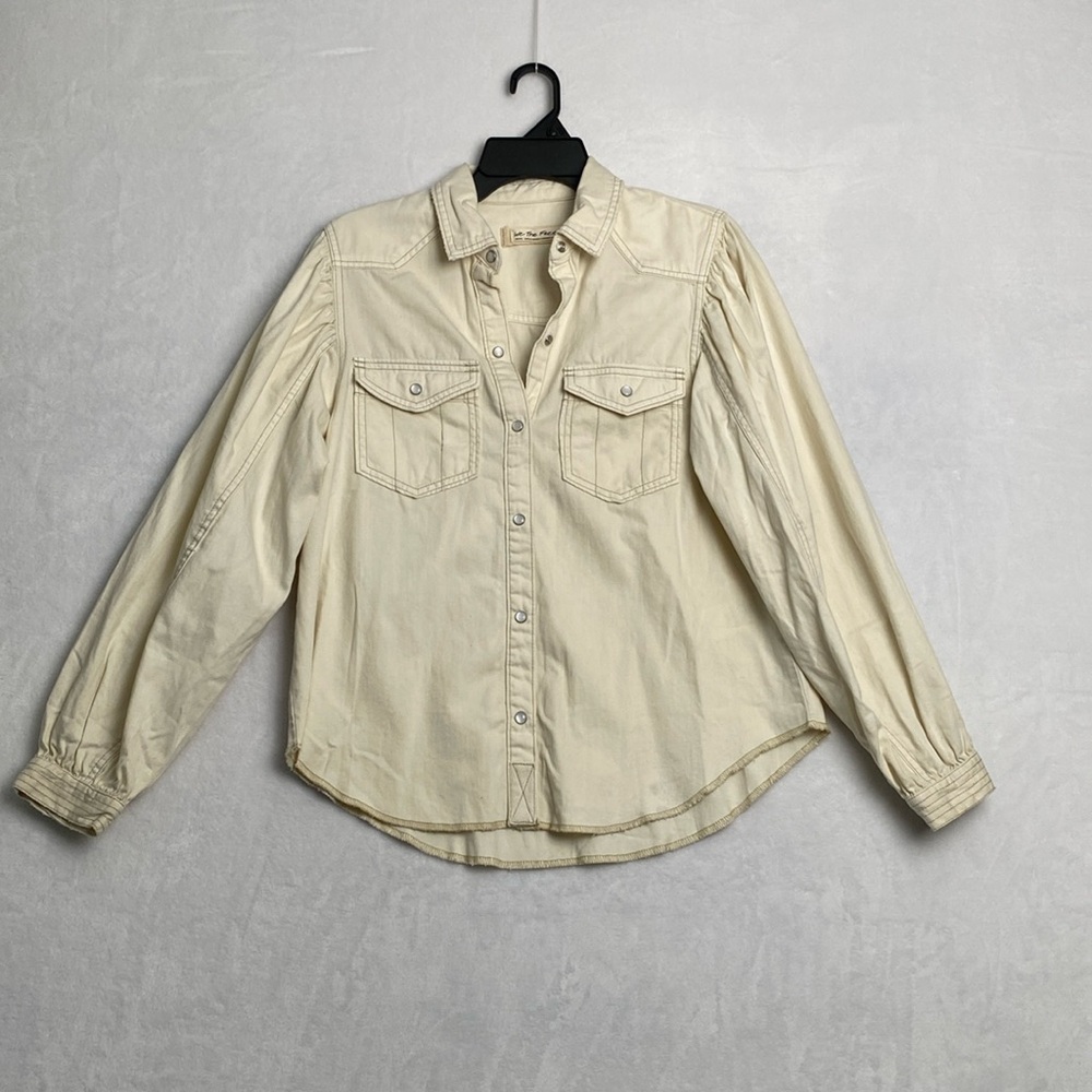 Free People We The Free Button Down Women’s Long Sleeve Top Academia Small